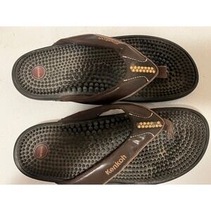 Kenkoh Massage Flip Flops Thong Sandals Brown Acupressure Foot Bed‎ Women Size 8